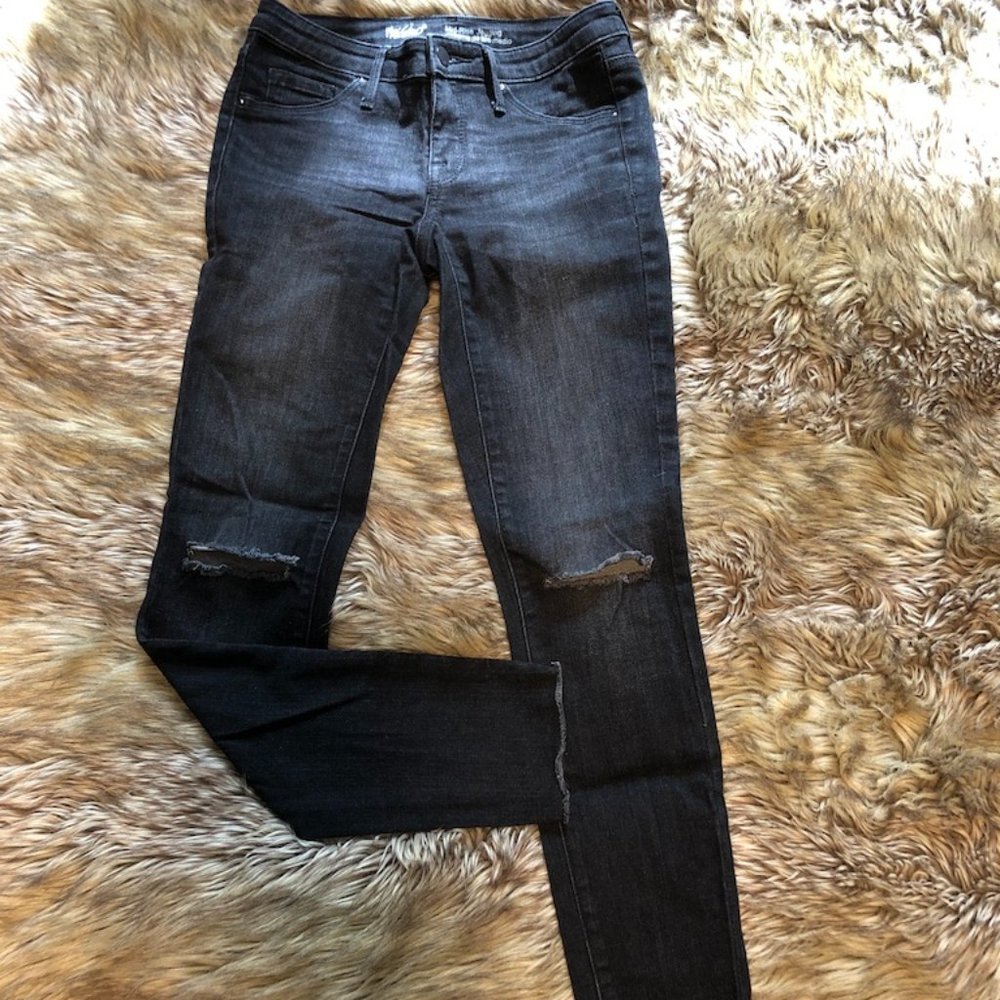 Distressed Black Denim Jeggings